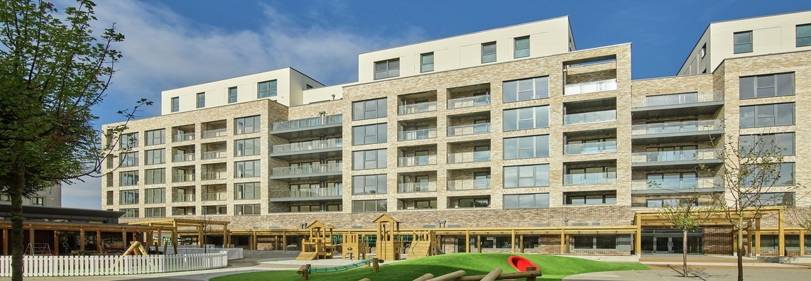 Bow Garden Square apartments, primary school, school playground